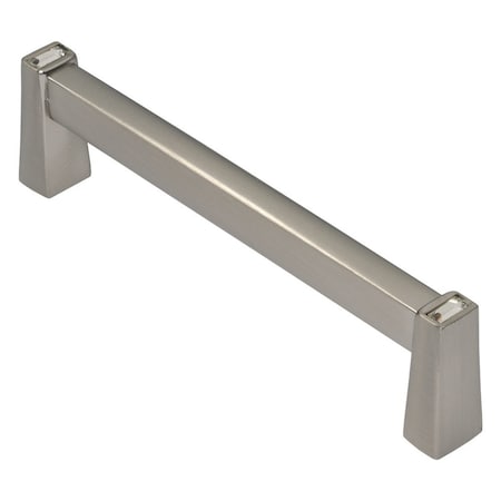 Long Island Cabinet Pull, 96mm 3-3/4in C To C, Satin Nickel With Clear Crystals